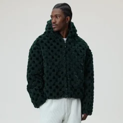 Blouson bomber à capuche court en fausse fourrure Kith