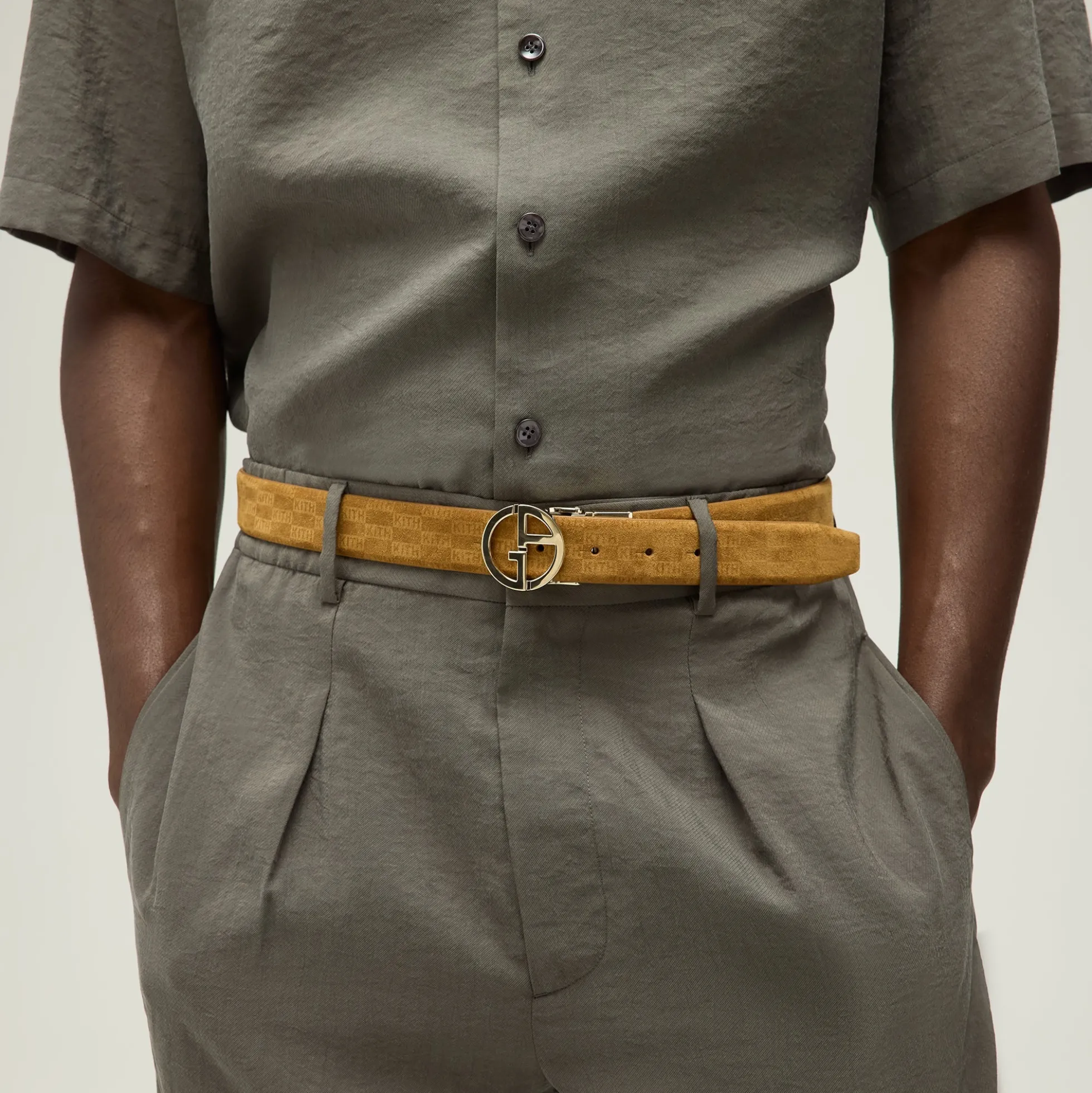Ceinture réversible en daim Giorgio Armani & Kith