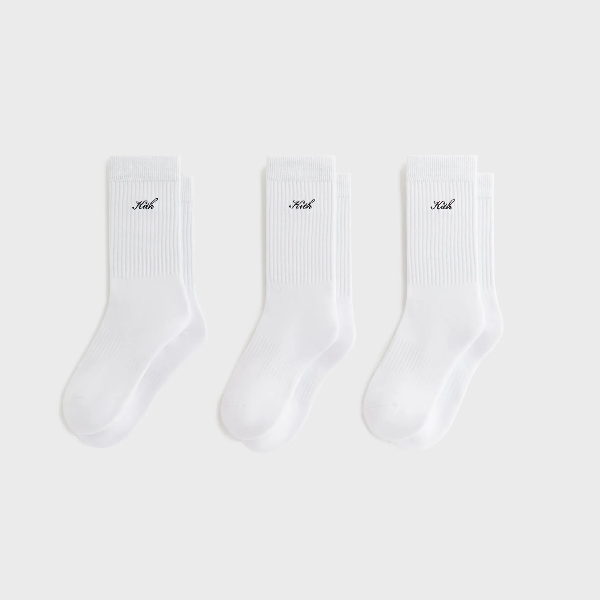 Chaussettes Kith pour femme, modèle classique Script, lot de 3, blanches
