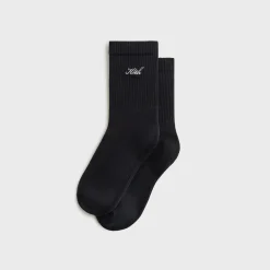 Chaussettes mi-mollet Kith pour femme, style script, couleur noire