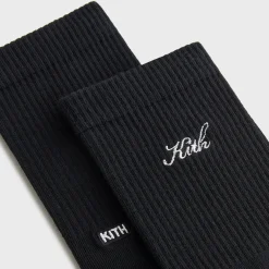 Chaussettes mi-mollet Kith pour femme, style script, couleur noire
