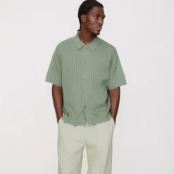 Chemise boutonnée à rayures en tricot Kith Rhys
