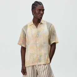 Kith Cloud Dye Cotton Mesh Thompson Camp Collar Shirt