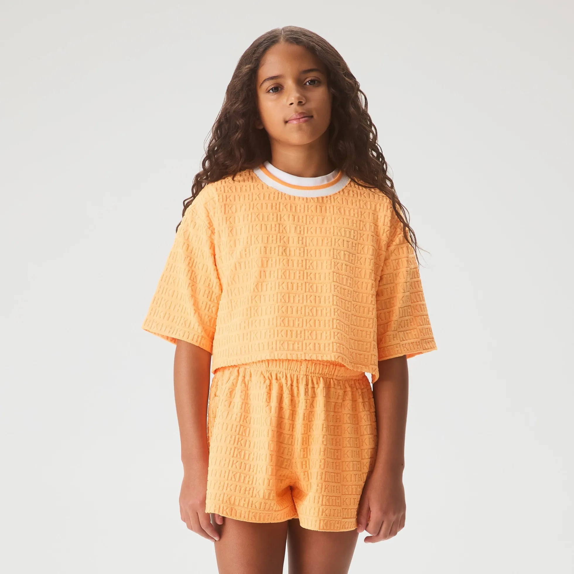 Kith Kids Textured Monogram Fei Cropped Tee