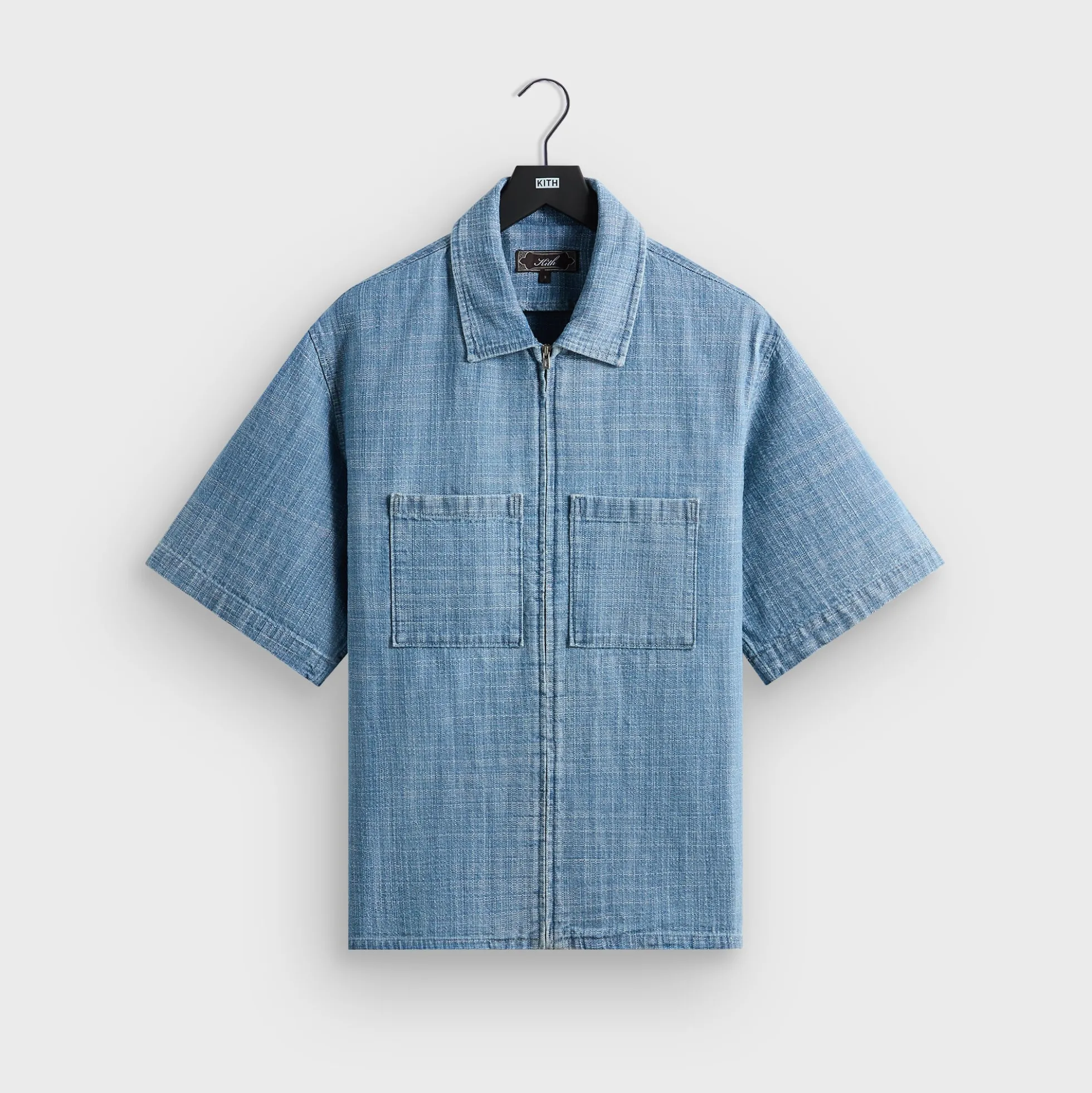 Kith Textured Indigo Paxton Zip Front Shirt