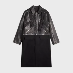 Manteau en cuir noir Cappotto In Pelle