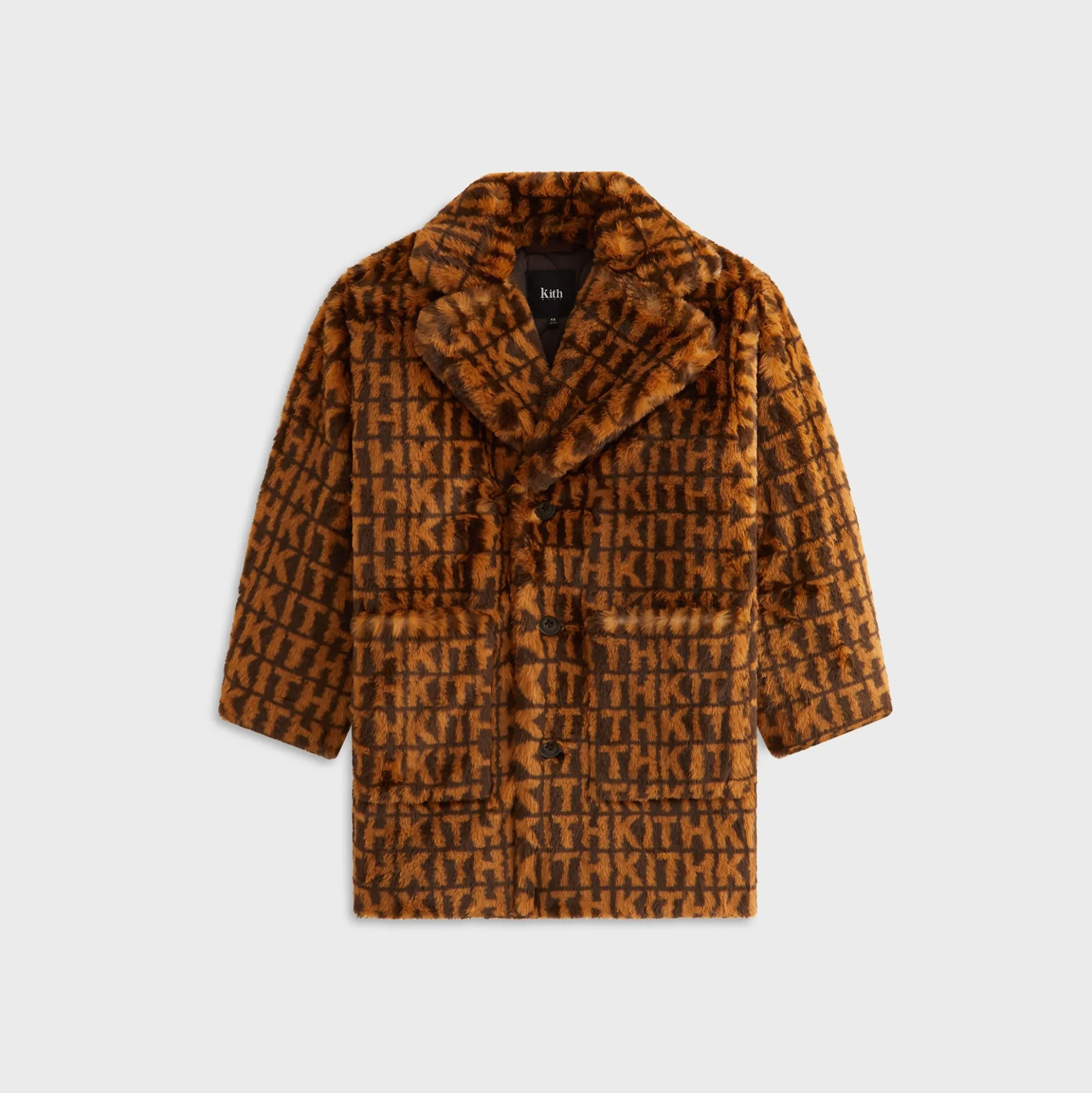 Manteau Royce monogrammé en fausse fourrure Kith Kids