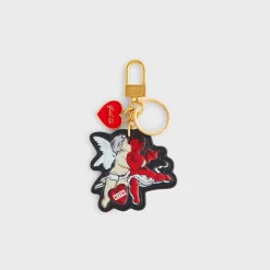 Porte-clés en cuir imprimé Cupidon et Diable Kith