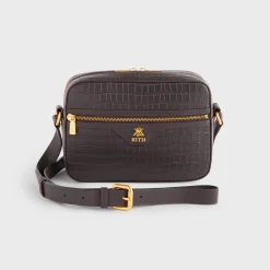 Sac bandoulière appareil photo en cuir embossé crocodile Kith