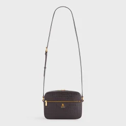 Sac bandoulière appareil photo en cuir embossé crocodile Kith
