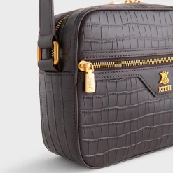 Sac bandoulière appareil photo en cuir embossé crocodile Kith
