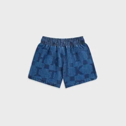 Short en jean monogrammé Kith Kids