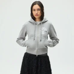 Sweat à capuche zippé Lisa for Kith pour femme, orné de dentelle brodée