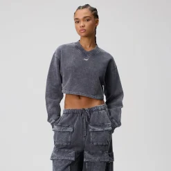 T-shirt court à manches longues et col en V Kith Verity pour femme