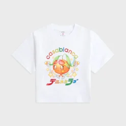 T-shirt court pour bébé imprimé avec la mascotte orange de