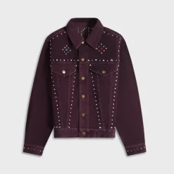 Veste en jean en velours côtelé 14W cloutée