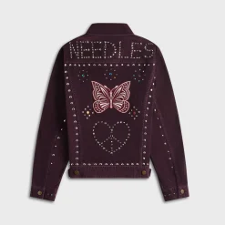 Veste en jean en velours côtelé 14W cloutée