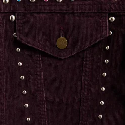 Veste en jean en velours côtelé 14W cloutée