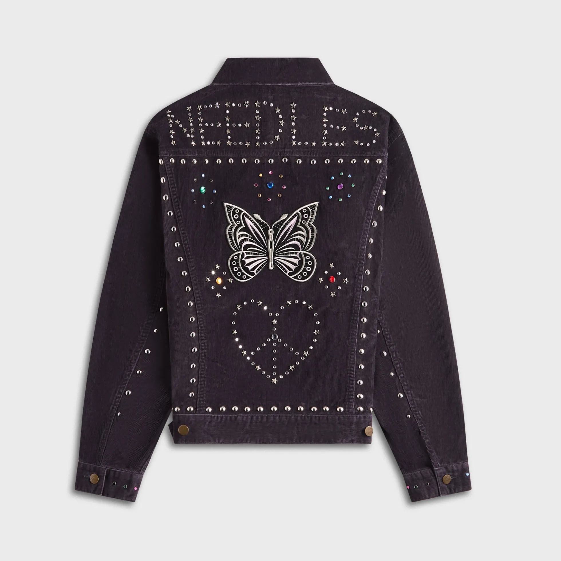 Veste en jean en velours côtelé 14W cloutée à aiguilles