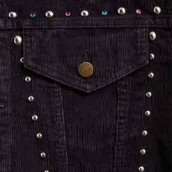 Veste en jean en velours côtelé 14W cloutée à aiguilles