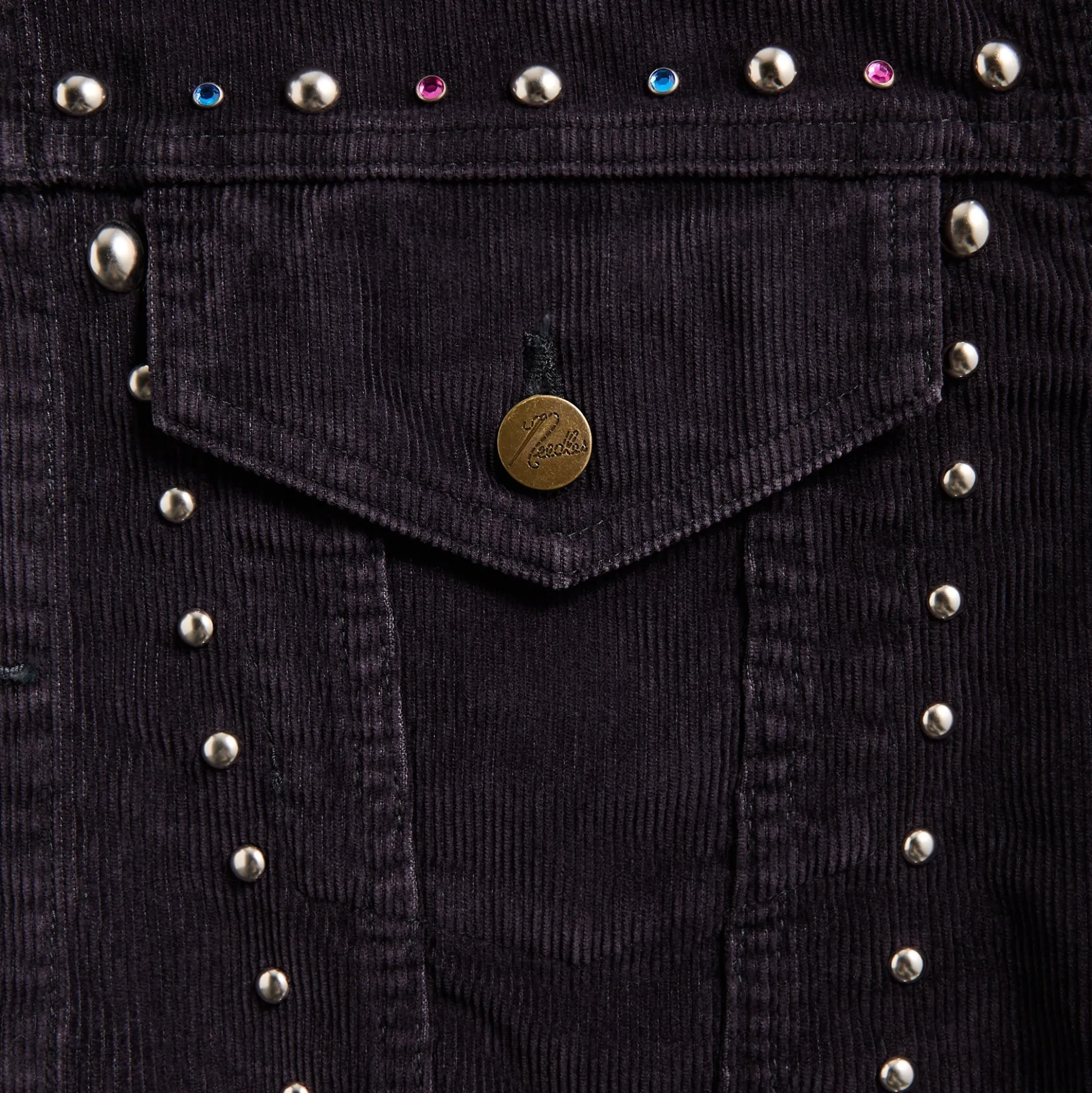 Veste en jean en velours côtelé 14W cloutée à aiguilles